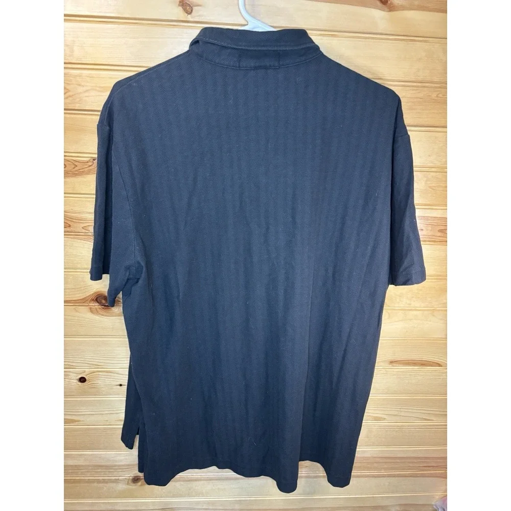 Polo by Ralph Lauren Large Black Textured Linen Blend Short Sleeve Polo Shirt